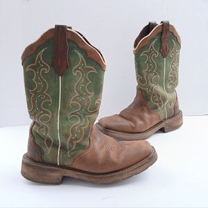 Justin Boots Leather Square Toe Western 9.5